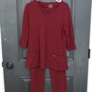 Jaanuu 'Princess Seam' soft scrubs set - Burgundy